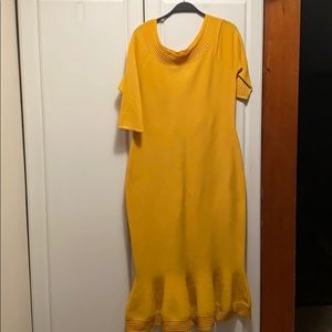 Eva Mendes Mustard Dress